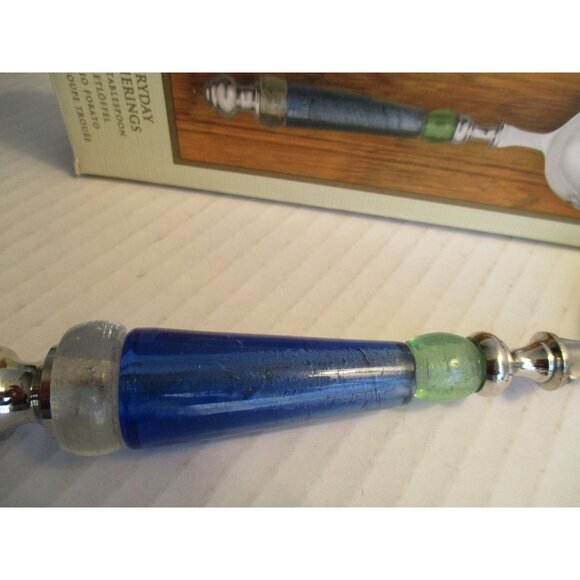*LENOX 'Everyday Gatherings' Pierced Tablespoon Blue Glass Handle - NIB - Picture 2 of 4
